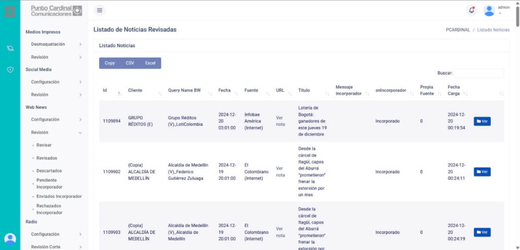 Screenshot WebApp Punto Cardinal 2